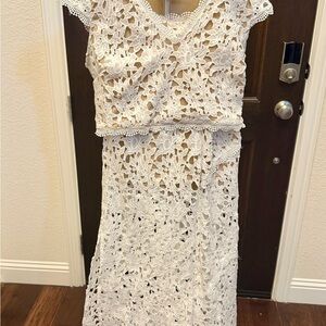 White lace 2 piece dress